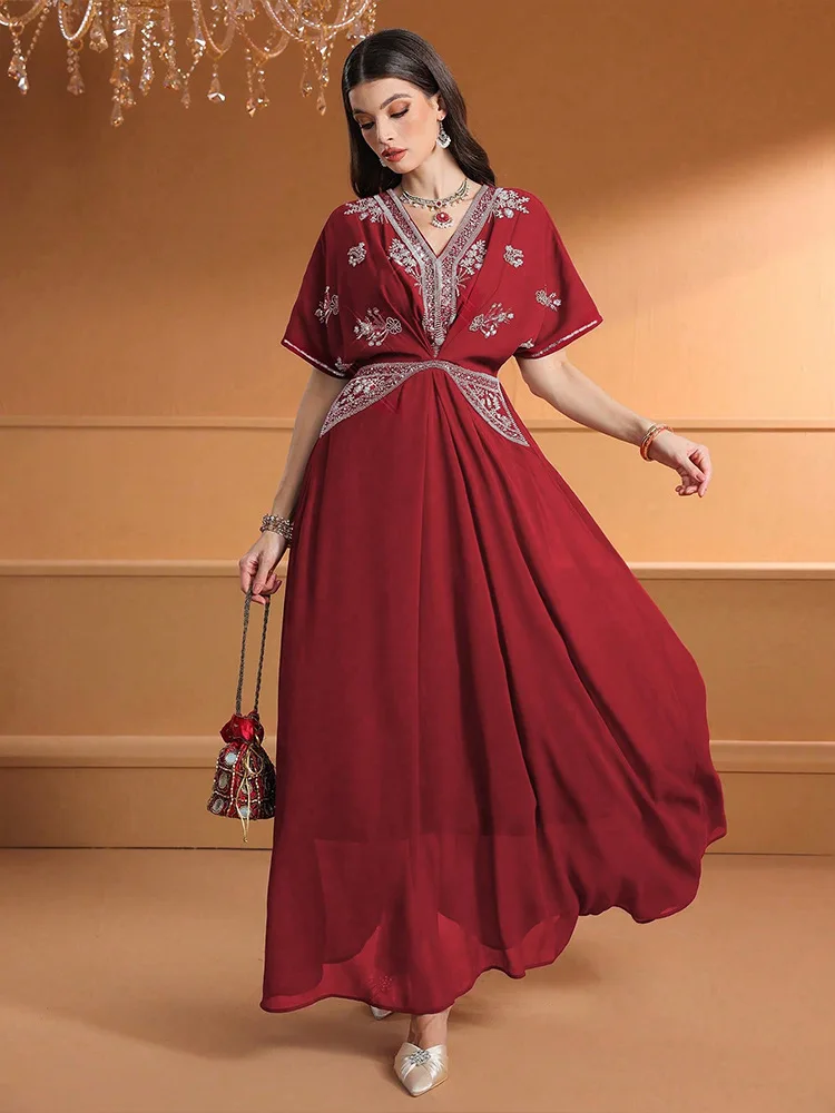Turkey Women Fashion - Модное женское длинное платье с V-образным