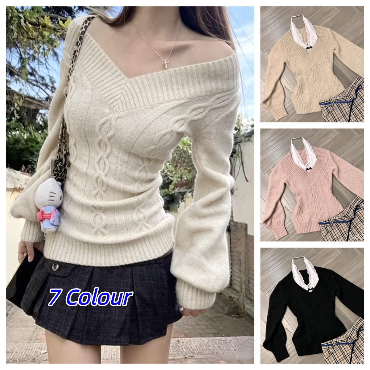 Ribbed Knit Sweater - Модные винтажные топы в стиле Y2K