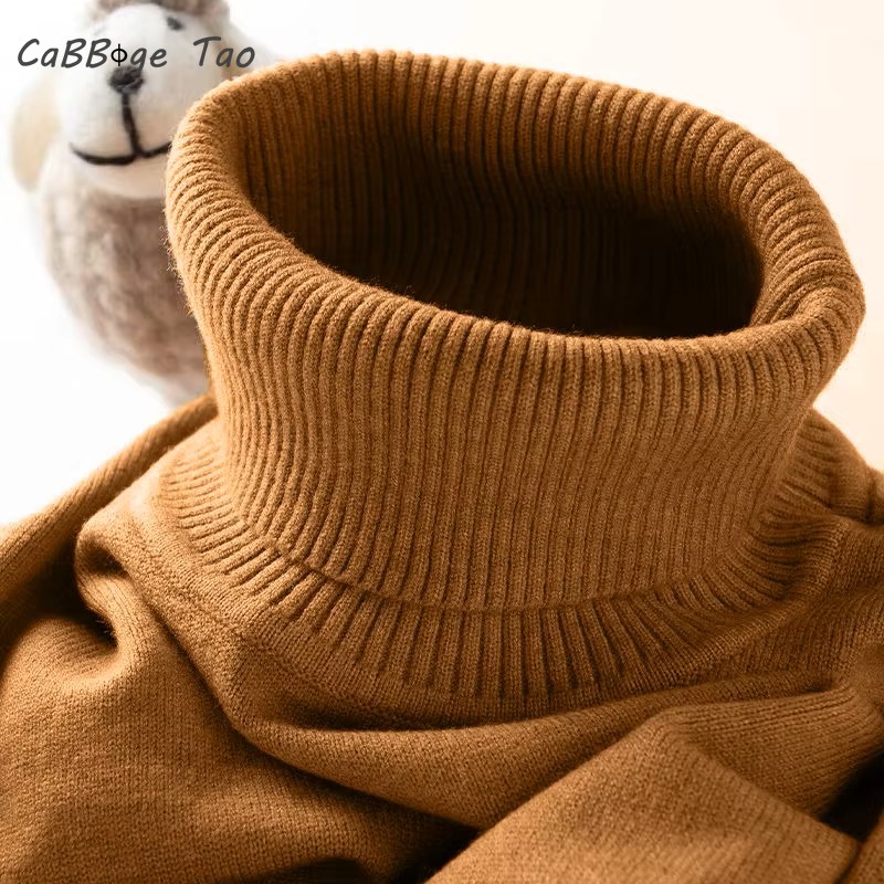 Ribbed Knit Sweater - Мужской свитер с высоким воротником, облегающий