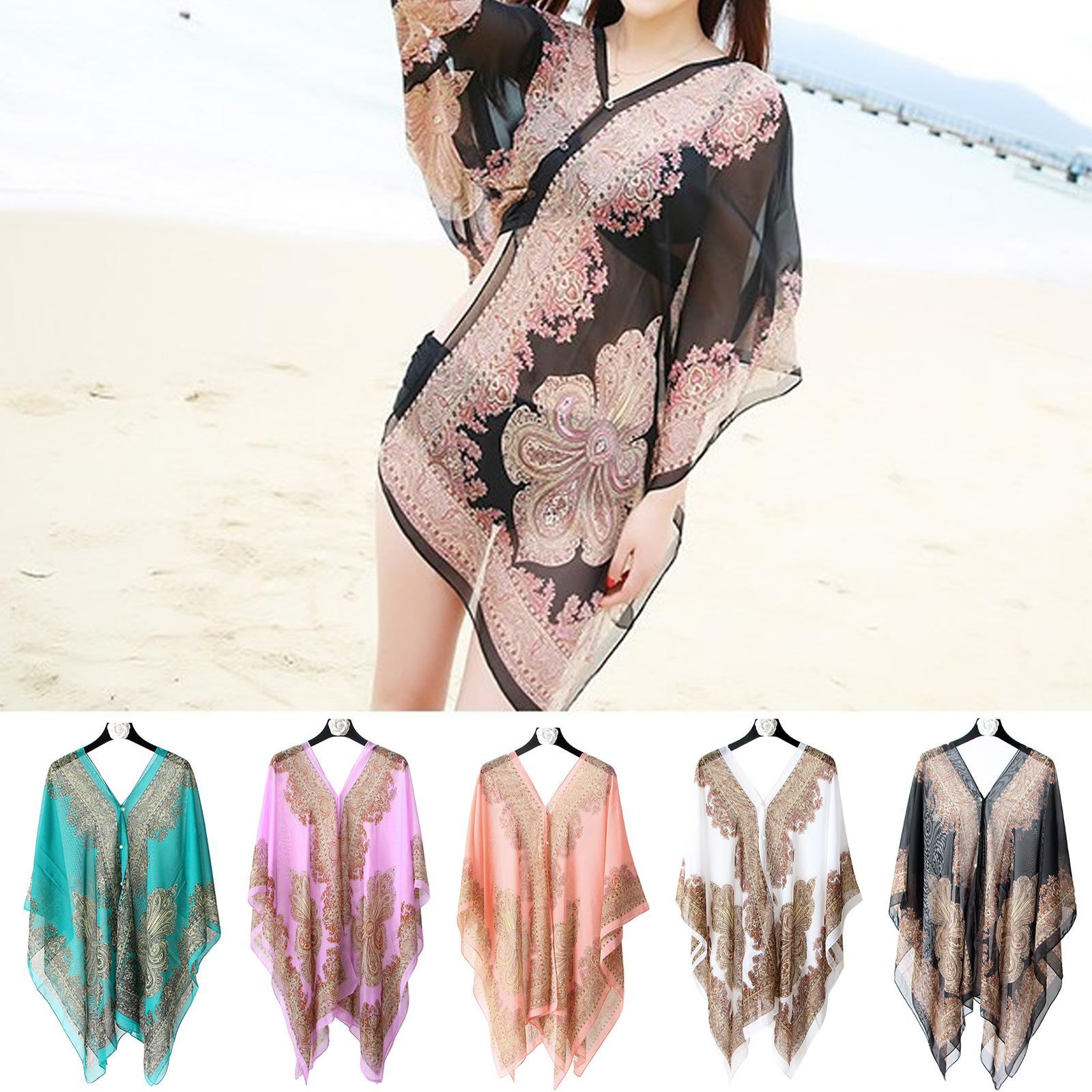 Women'S Fashion Poncho - Пляжная накидка-шарф из шифона 5 цветов: