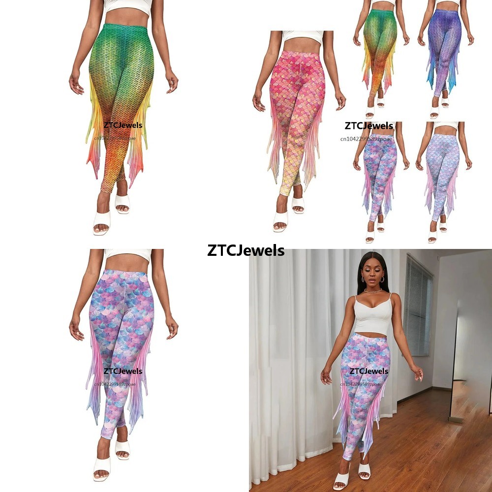 Леггинсы с принтом рыбьей чешу – обзор и цена Women'S Fashion Leggings