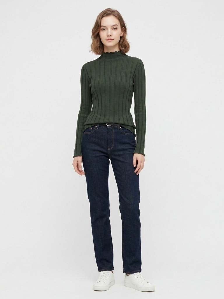 Хлопковый свитер с ложным воро – обзор и цена Ribbed Knit Sweater