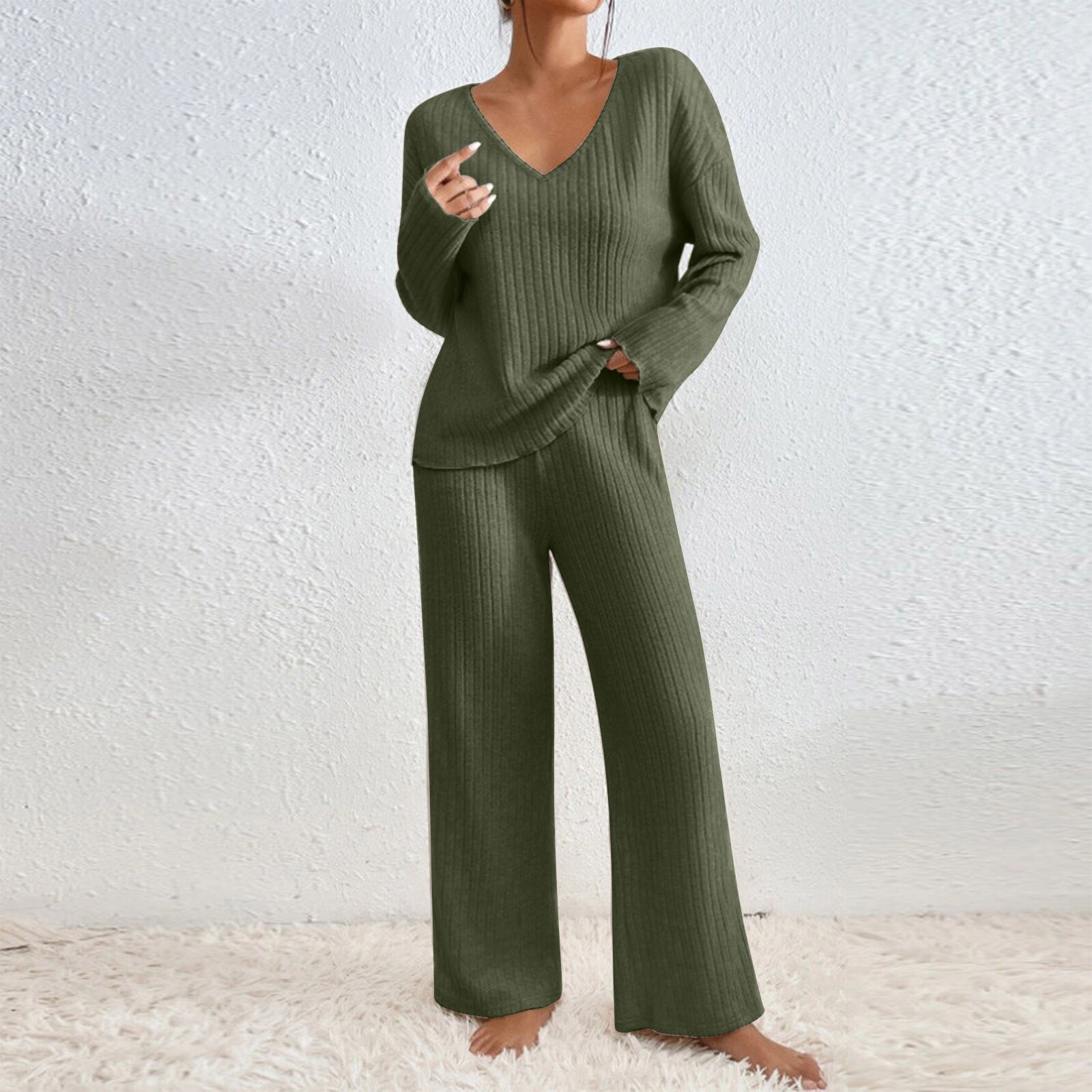 Женский осенний свитер с V-обр – обзор и цена Ribbed Knit Sweater